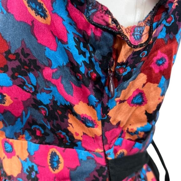 Free People Silk Floral V-neck A-line Dress 6 - Picture 4 of 7